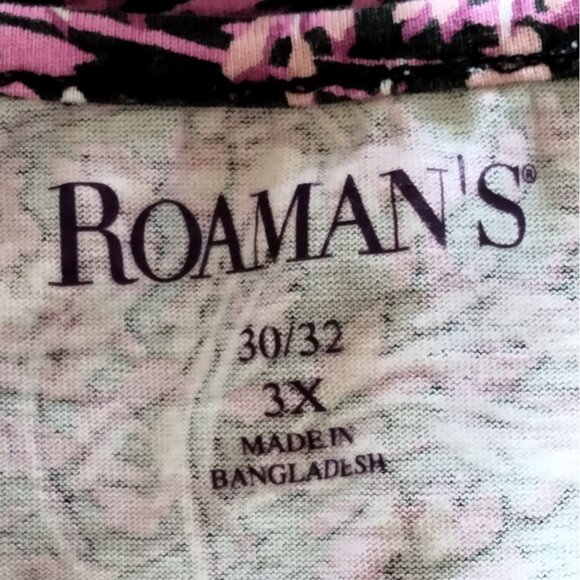 Roamans Plus Size 3X Swing Tunic Top Pink Black Floral Casual Womens - Picture 6 of 8